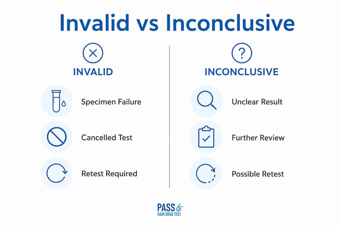 Infographic comparing invalid and inconclusive drug test results