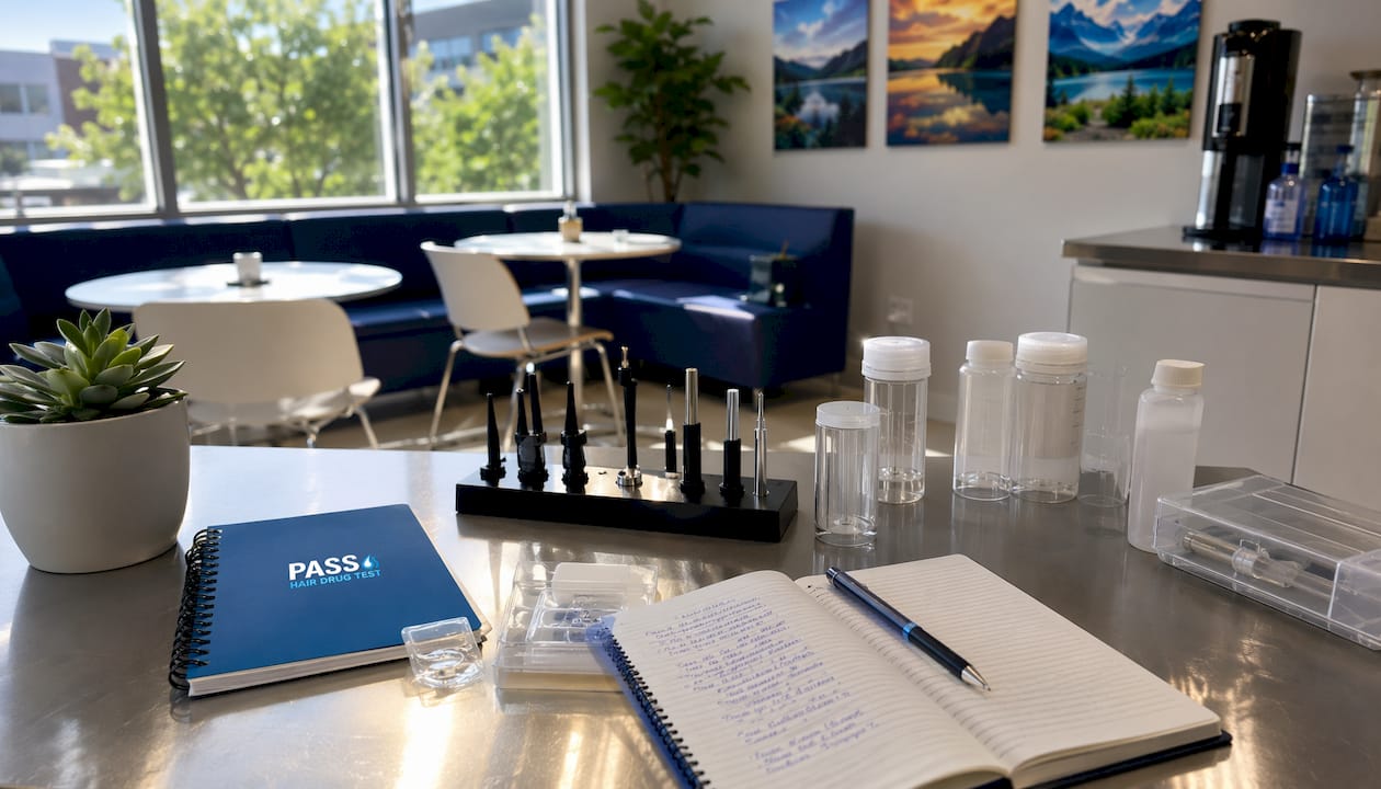 Laboratory workspace with nature elements symbolizing hope
