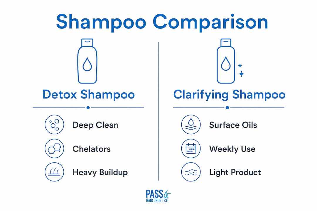 Infographic comparing detox and clarifying shampoos side by side