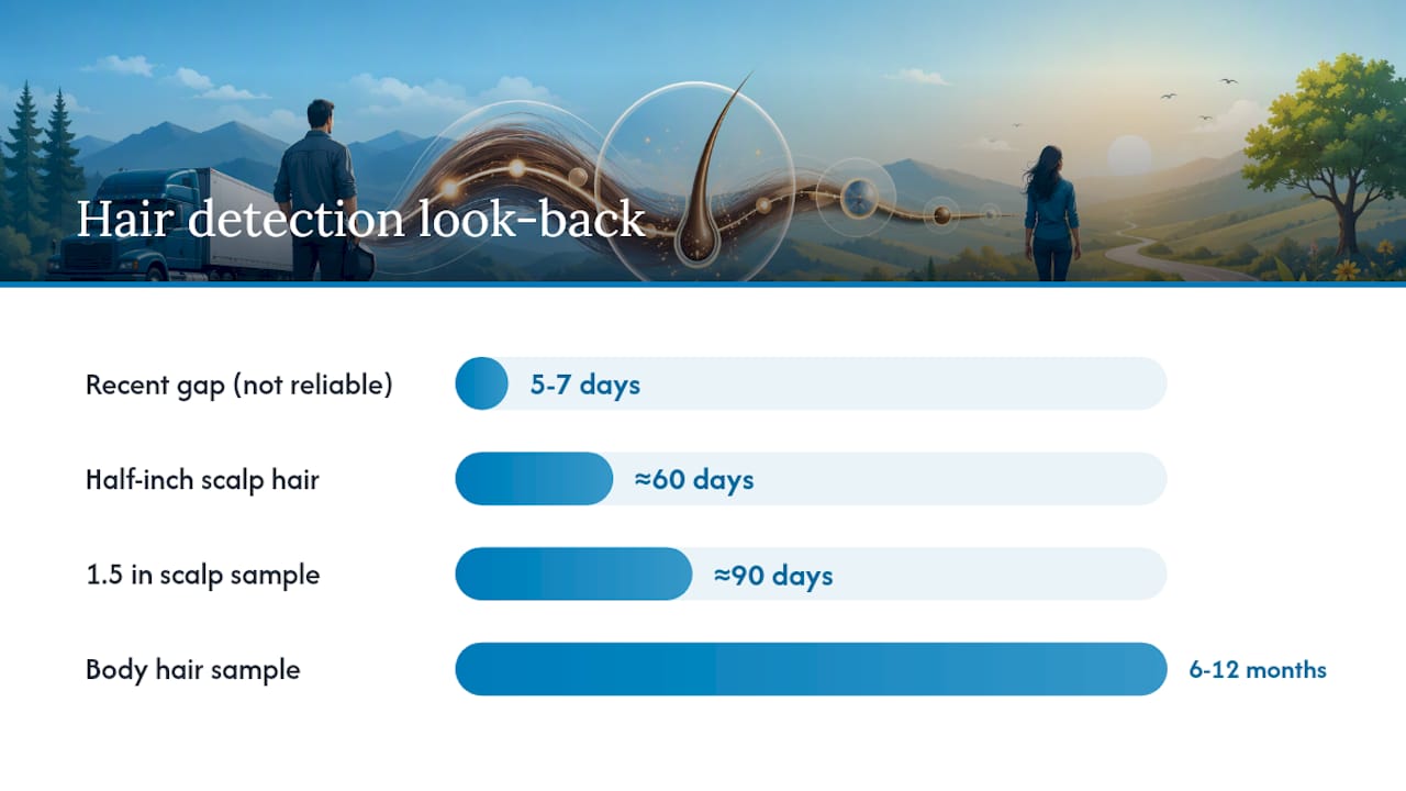 Diagram showing hair length and drug test detection timeline