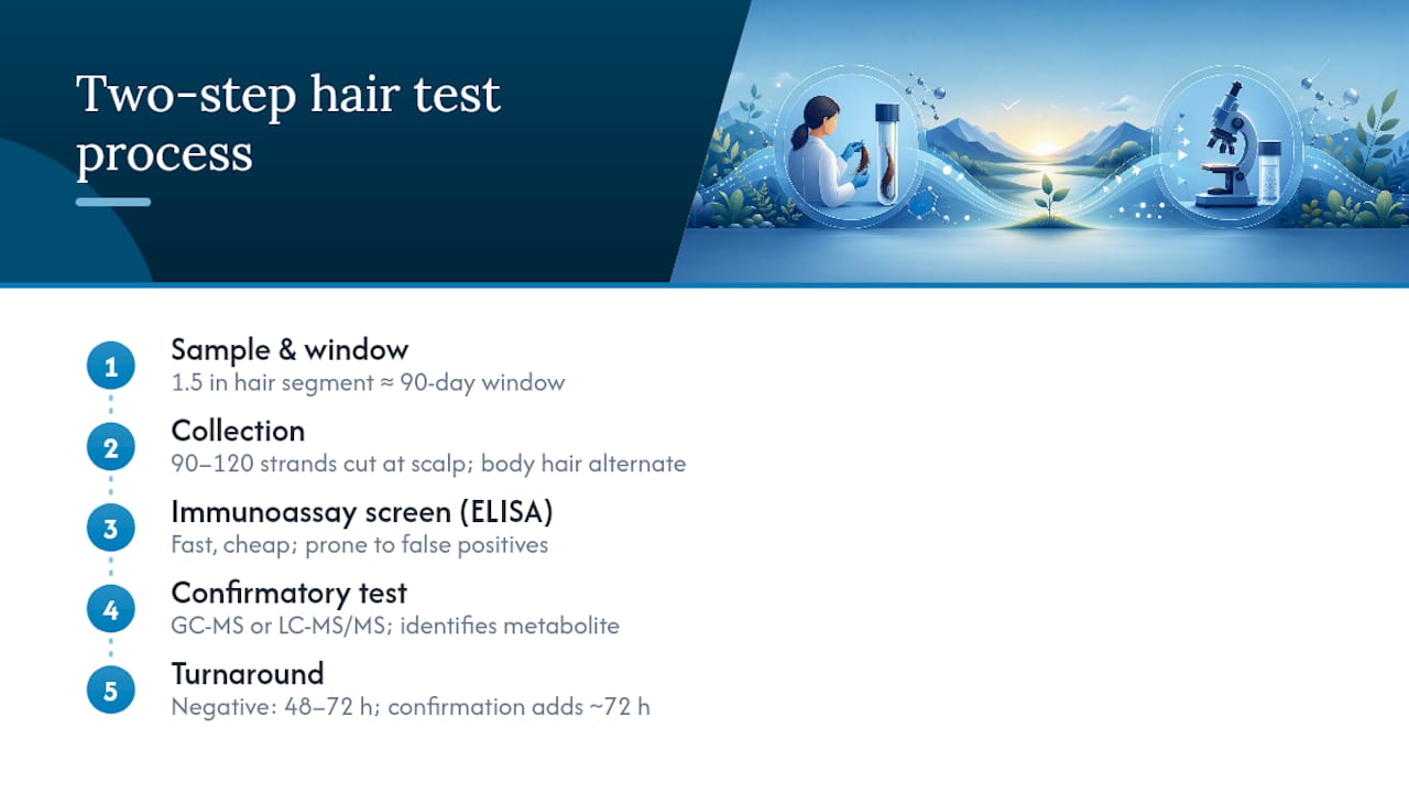 Diagram of hair drug test screening and confirmation process