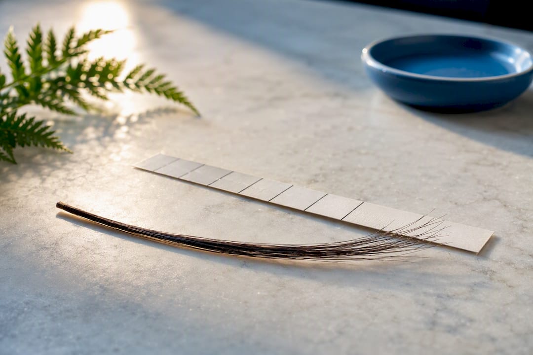Hair segment beside measuring strip