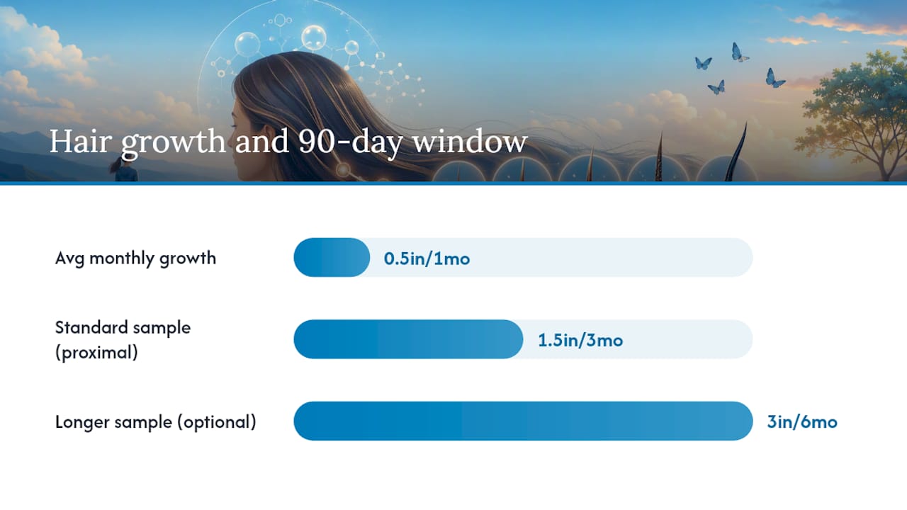 Timeline showing 90-day hair detection window