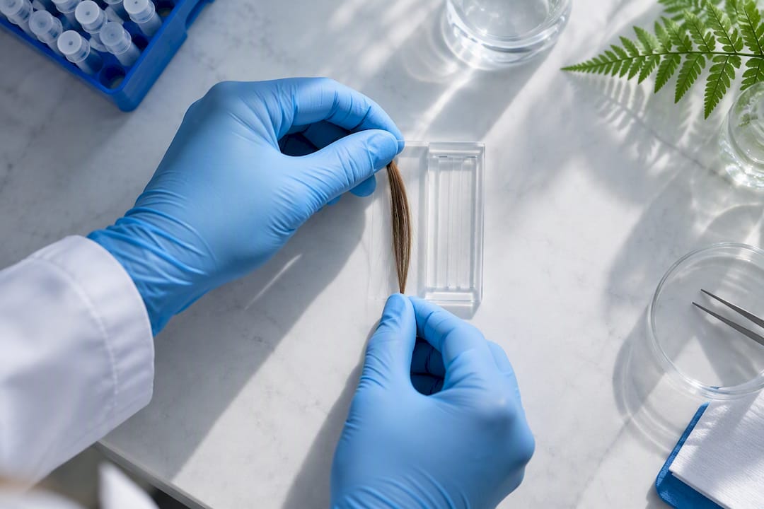 Hair sample prepared for fentanyl testing