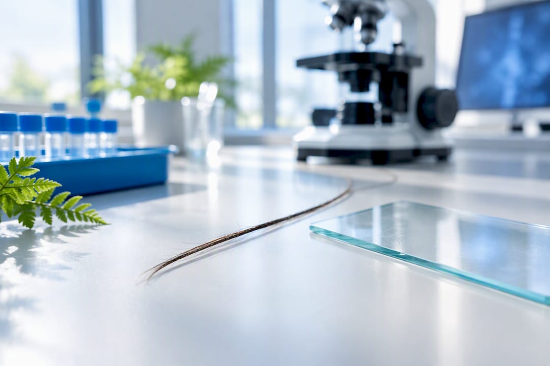 Hair strand prepared for laboratory testing