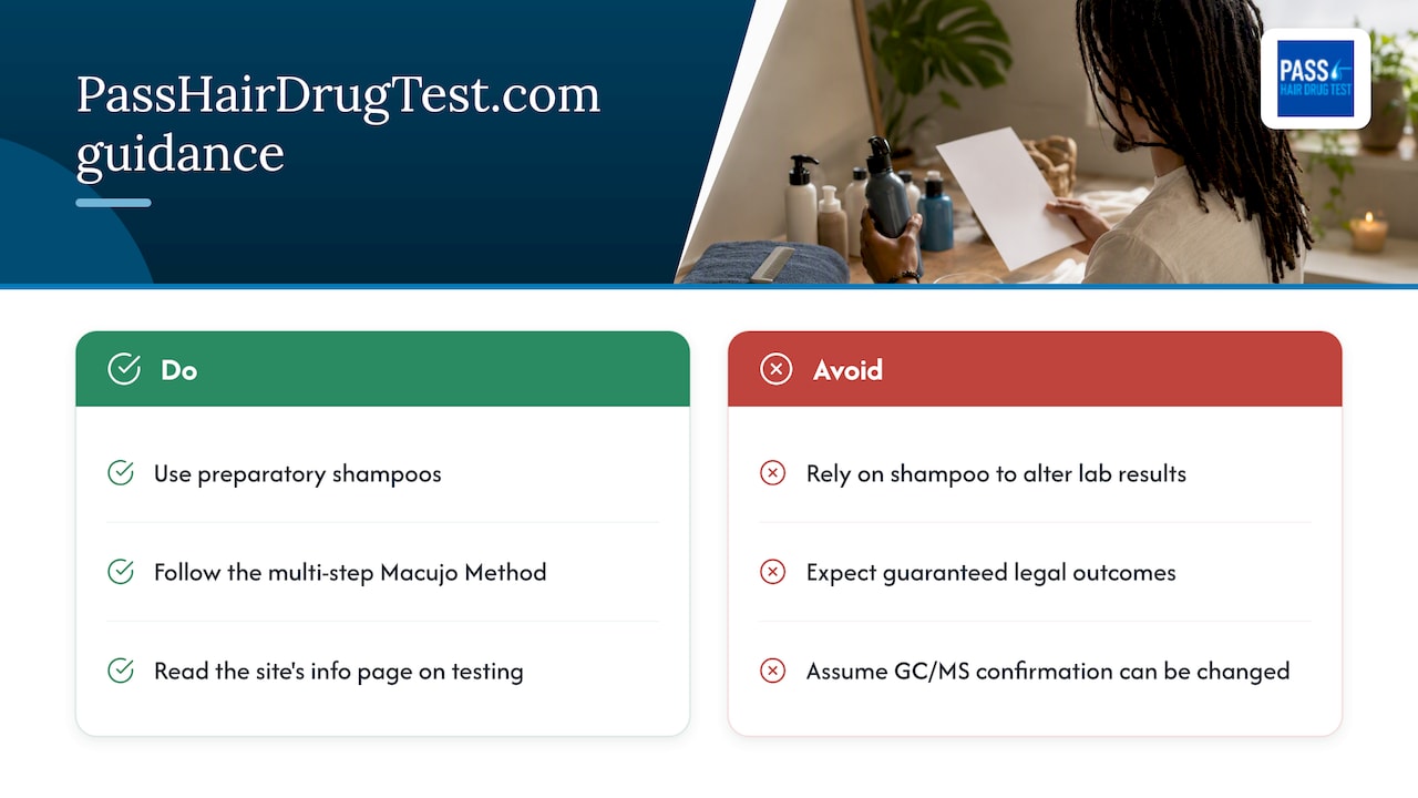 What PassHairDrugTest.com offers people preparing for a hair test — overview diagram