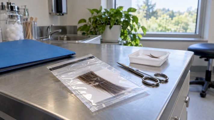 Hair sample evidence materials in clinic
