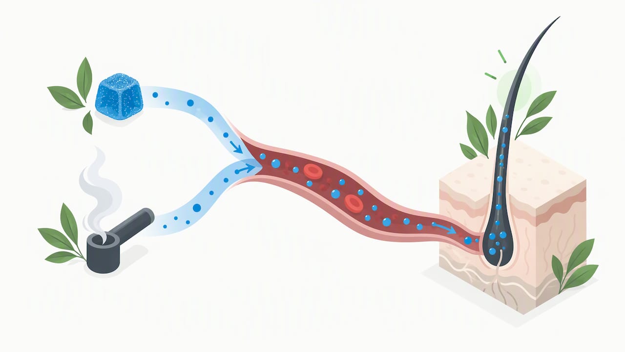 Two THC routes converge at a hair follicle