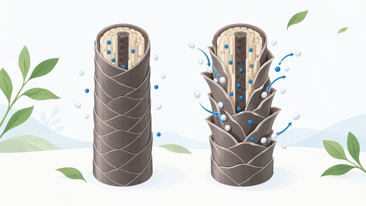 Comparison of closed and open hair cuticle scales
