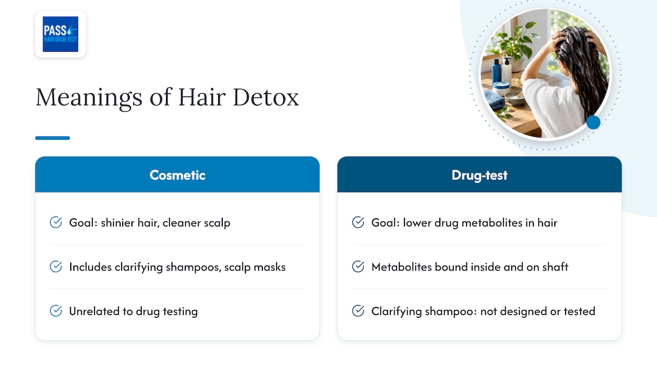 Two meanings of "hair detox" — overview diagram